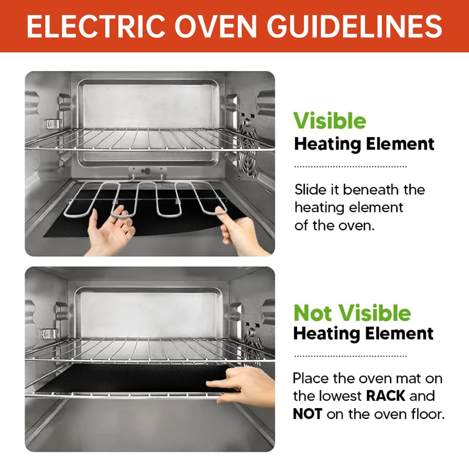 

2025 New OHFELIC Glass Fiber Teflon Oven Liner High-Temp Resistant Non-Stick Mat for Oven/Microwave/Air Fryer