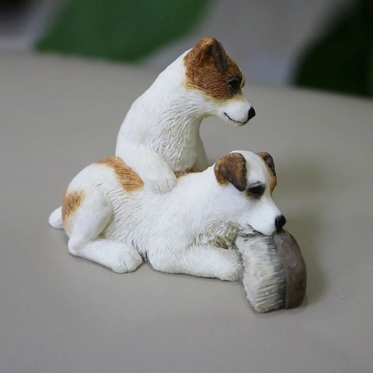 Jack Russell Terrier  Animal Resin Model Action Figure Decoration Simulation Dog Pet Figurines Toys Christmas Kids Gift Doll