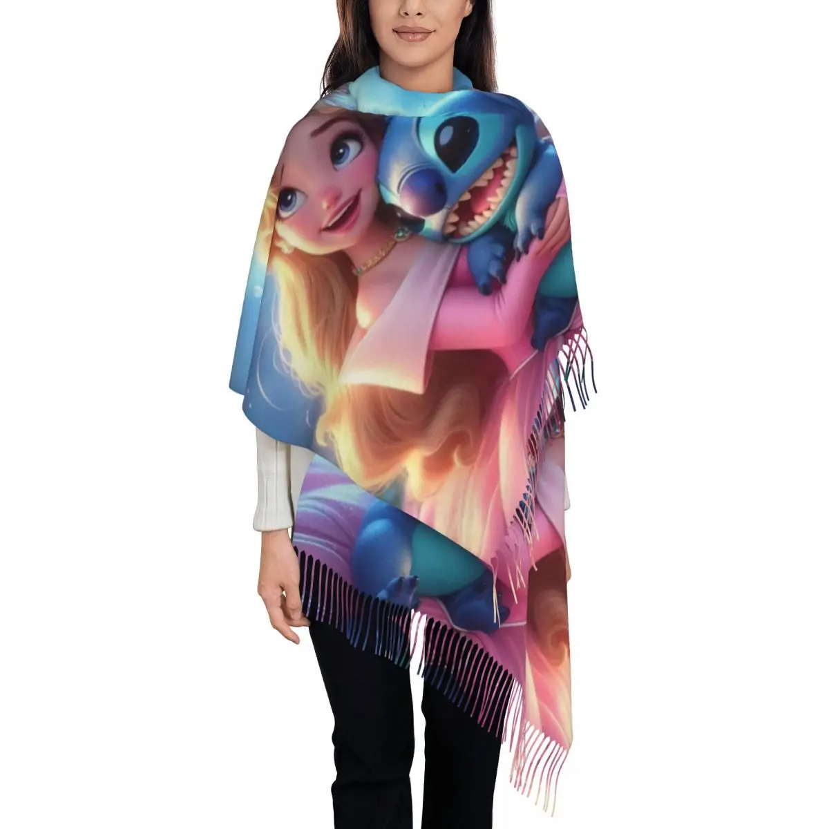 

Custom Printed Princess And Stitch Scarf Men Women Winter Fall Warm Scarves Shawl Wrap