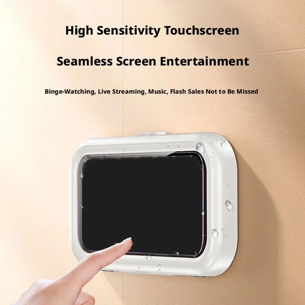 Waterproof Bathroom Phone Mount 360 Degree Rotatable Anti-Fog Clear Cover Touch Sensitive Wall Phone Holder For Shower Kitchen view 4