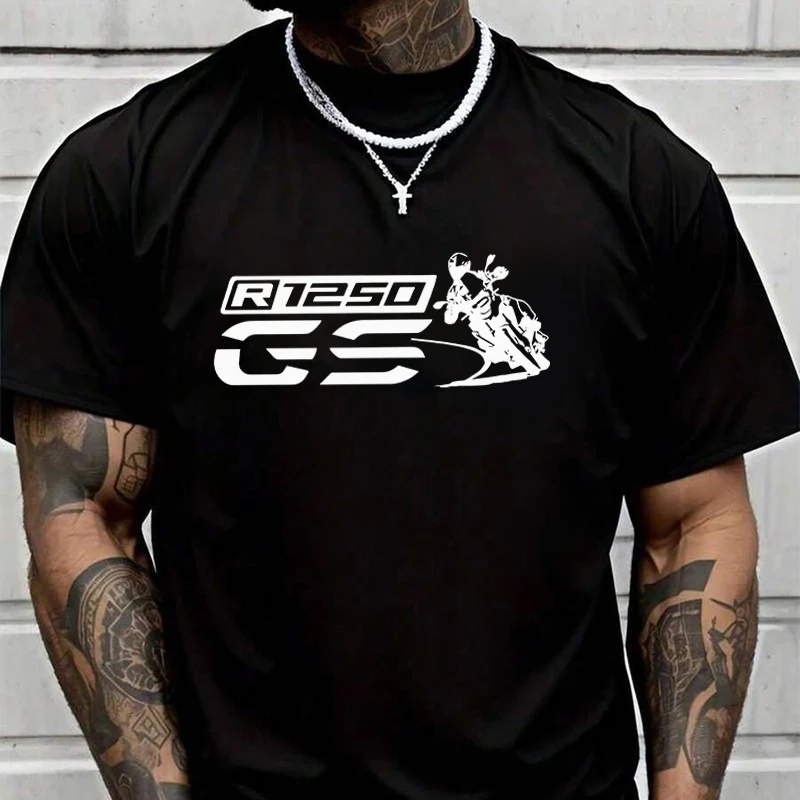 

Футболка с креативным принтом для фанатов мотоциклов R 1250 Gs, летняя повседневная футболка с короткими рукавами, уличная одежда для мужчин и женщин, свободная футболка