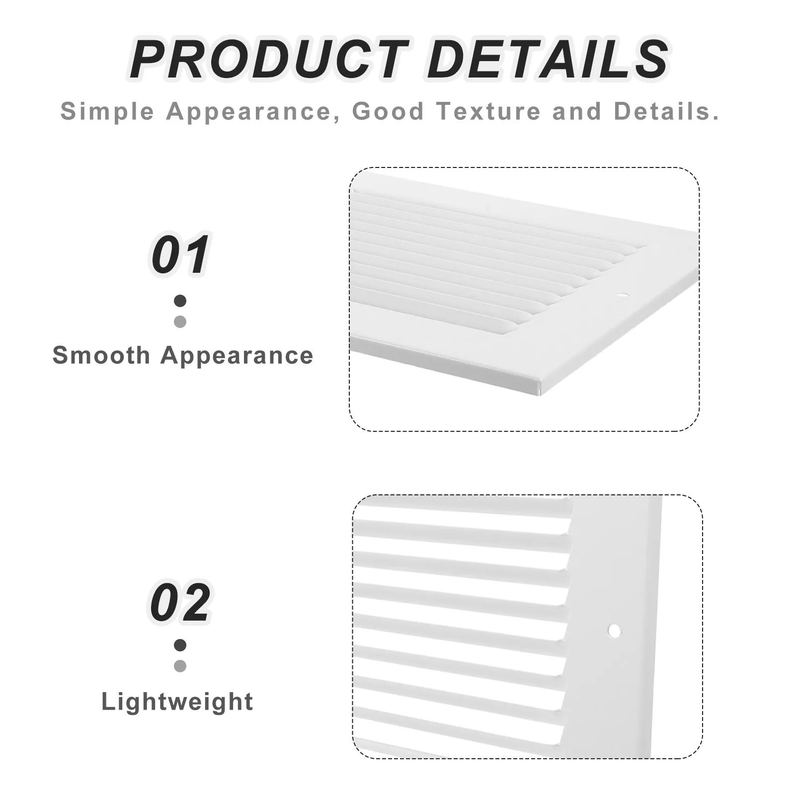 White Metal Vent Cover Decorative Return Air Grille Flush Mount 14x6 Paintable Hvac Wall Ceiling Ventilation Grill Airflow