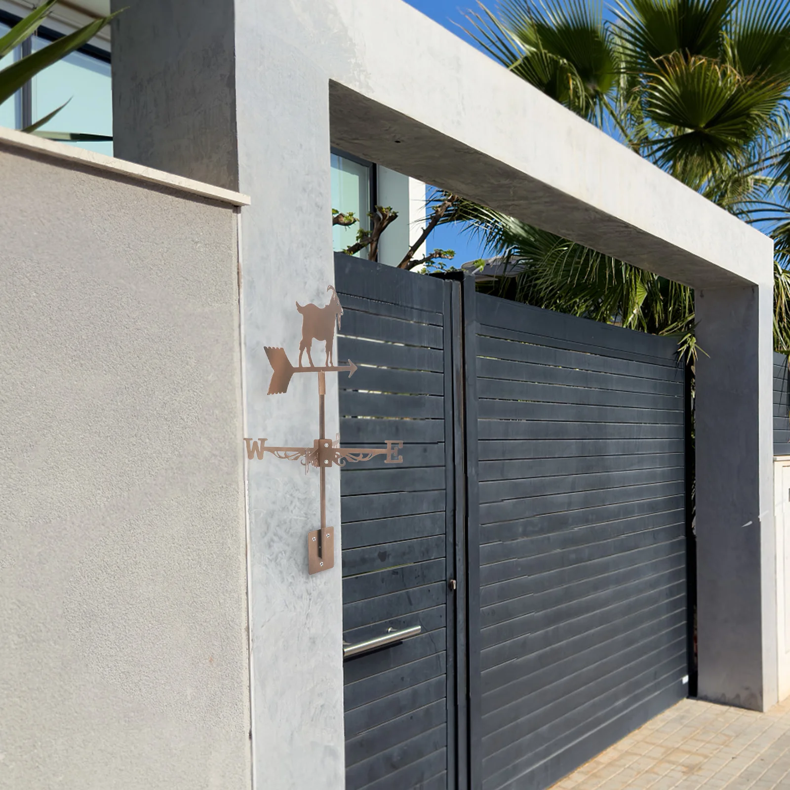 ريشة الرياح المعدنية المزخرفة للسقف الخارجي والحديقة والفناء ومؤشر اتجاه الرياح الحيوانية من الفولاذ المقاوم للصدأ مع دعامة الناهض