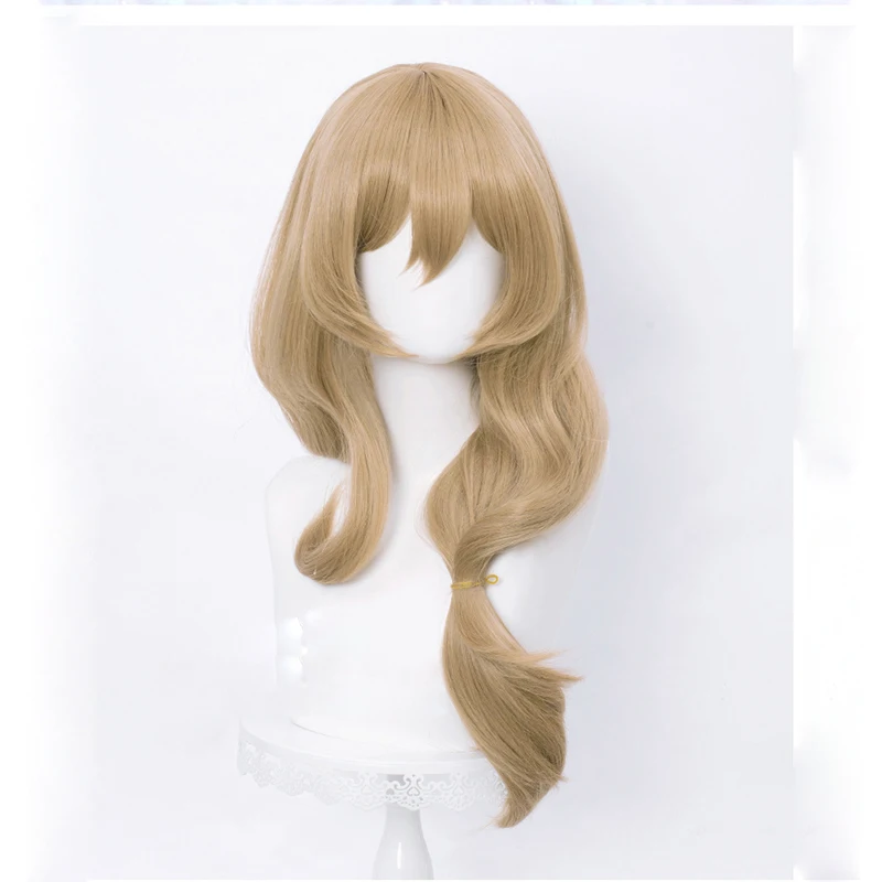 High Quality Genshin Impact Lisa Cosplay Wig 65cm Linen Wavy Heat Resistant Synthetic Hair Anime Game Wigs + Wig Cap