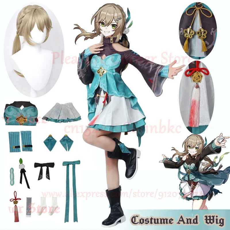 Honkai Star Rail Qingque Cosplay Costume Full Set With Accessories Qing Que Heat Resistant Synthetic Cosplay Costume Wig