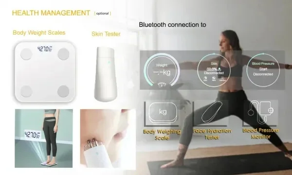 

Smart Magic Mirror Bathroom Android Mirror Makeup Fitness Mirror 3 Ribbon 21.5-inch Touch Health Monitoring