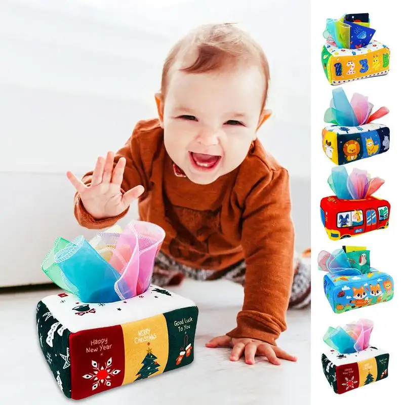 

Baby Tissue Box Toy Montessori Toys Magic-Tissue Box Baby Educational Learning Activity Sensory Toy For Kids Finger Exercise