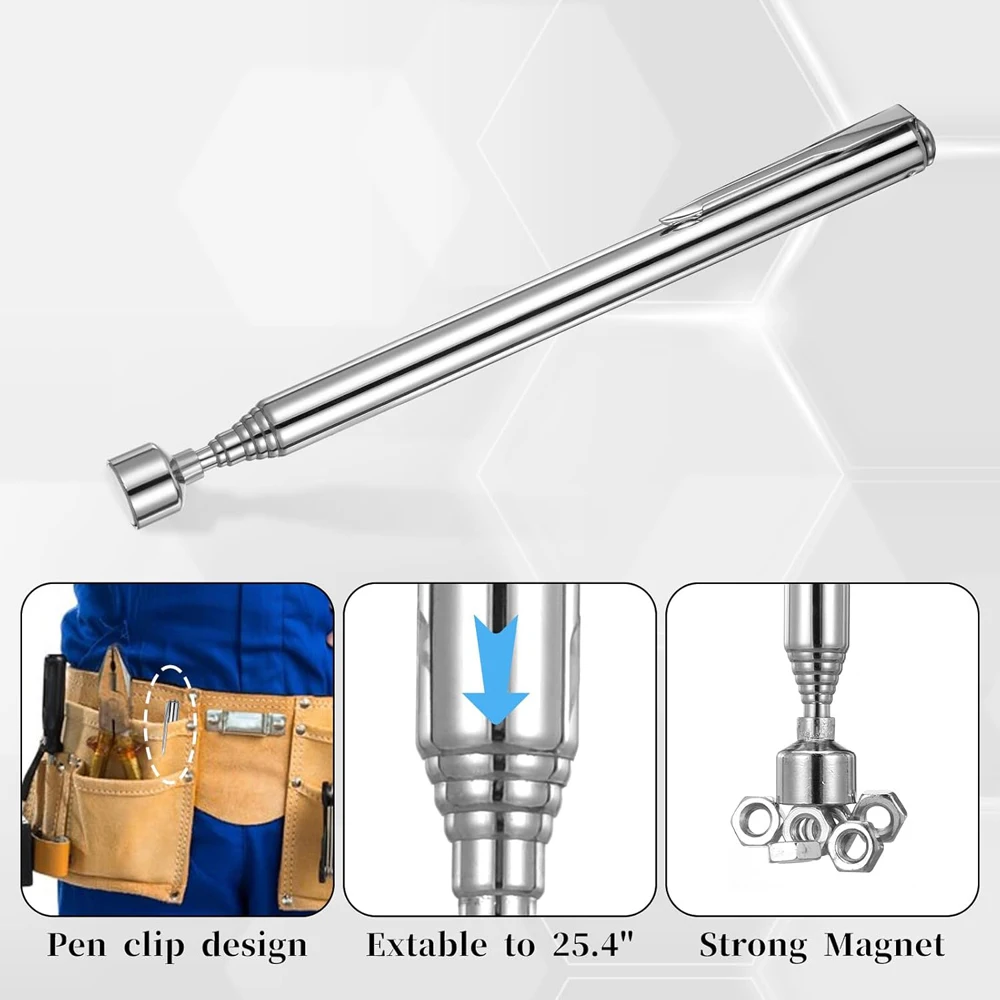 1 قطعة تصغير قابلة للتمديد المغناطيس القلم قضيب مغناطيسي لاقط أداة قابل للسحب آلات إصلاح السيارات صيانة المرآب أداة ورشة عمل