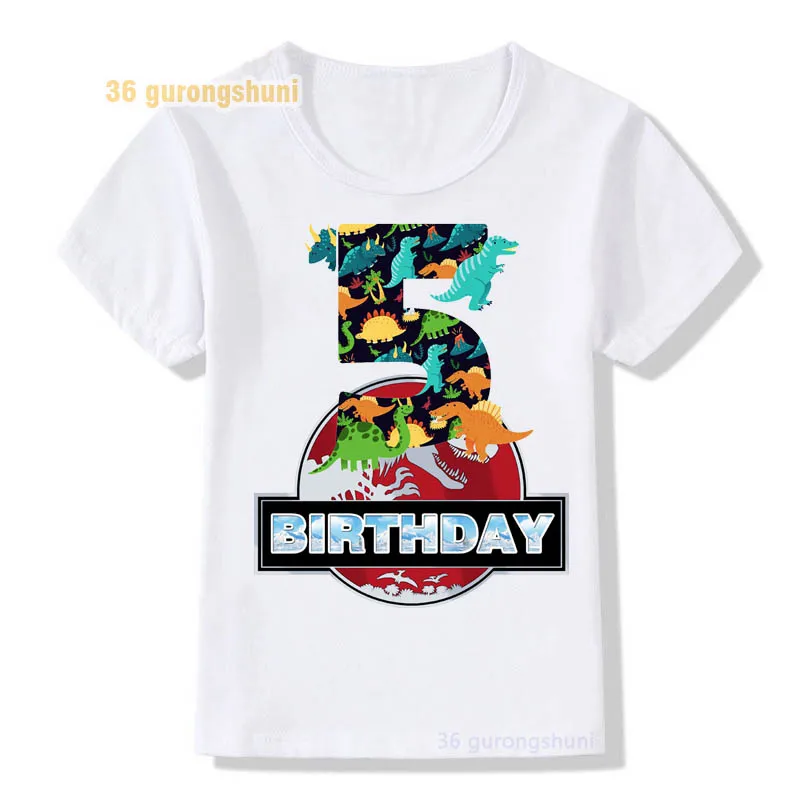 t shirt boys t shirts Happy birthday 2 3 4 5 years kids tshirt cartoon dinosaur t-shirts tops for girls shirts children clothes