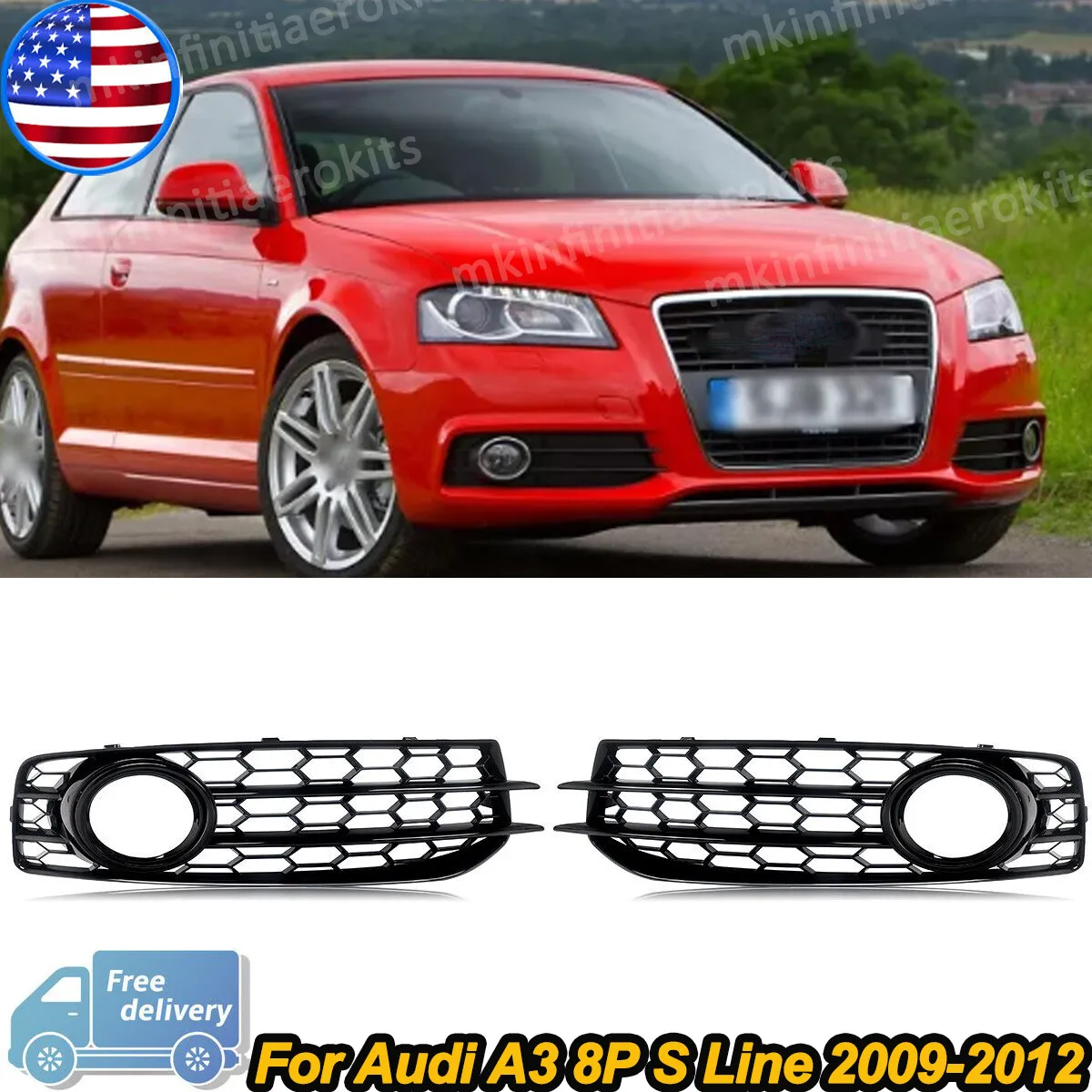 

Крышка противотуманной фары для Audi A3 8P S Line 2009 2010 2011 2012 глянцевый черный передний бампер противотуманная фара решетка крышки спортивные только