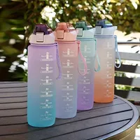 waterbotttle gym bottle sports Water 2L Gradient Plastic Cup Set Large Capacity Outdoor Travel Portable Cup WIth Straw