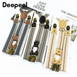 1 Stück Deepeel 2/2,5*120 cm Retro Herren Hosenträger Unisex 4 Clips Y-Typ Streifen Gummiband Hosenträger Casual Zubehör Männliche Suspensorium