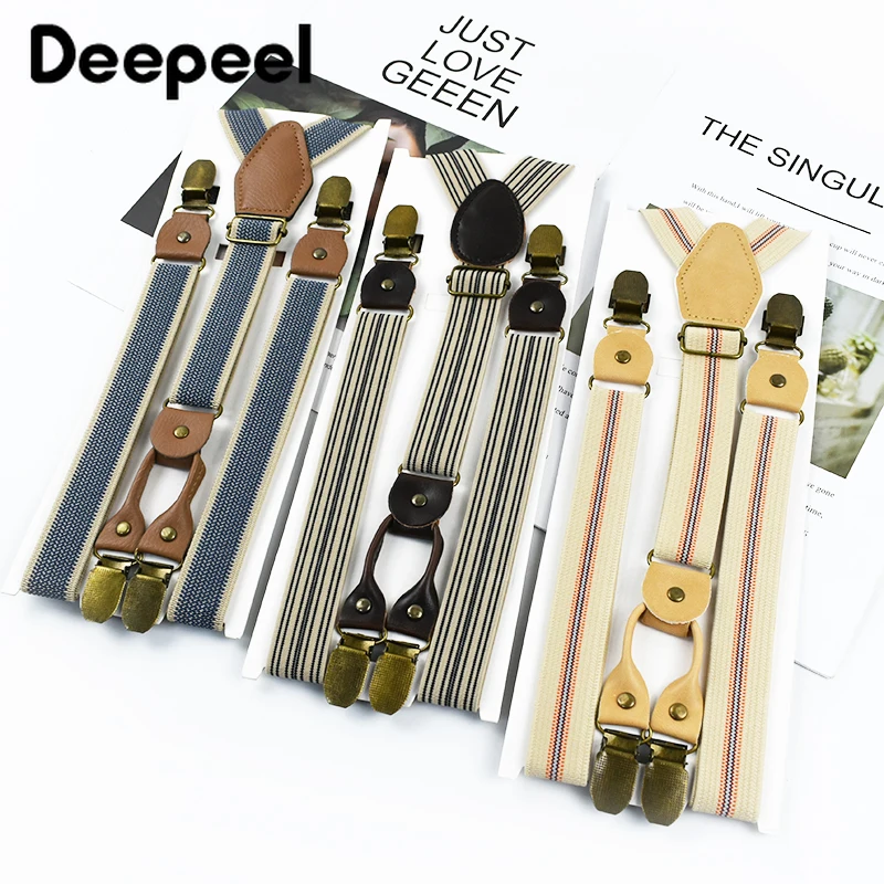 1Pc Deepeel 2/2.5*120cm Retro męskie szelki unisex 4 klipsy typu Y pasek elastyczny pasek szelki codzienne akcesoria męskie Jockstrap
