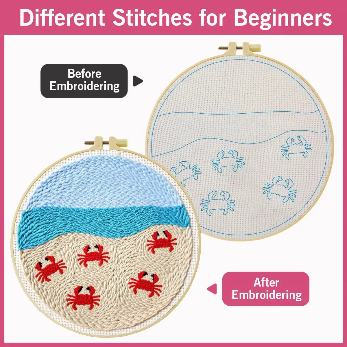 20X20CM/7,87 Zoll Tier - Krabben-Sticknadel-Set, Stickerei-Kit, gestrickte Stickerei, DIY handgemachtes Geschenk – Detail 5