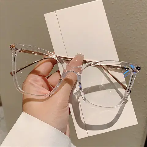 여성용 빈티지 패션 고양이 눈 프레임, 안티 블루 라이트 안경, 투명 선글라스, UV400 쉐이드 안경, 플랫 미러 안경
