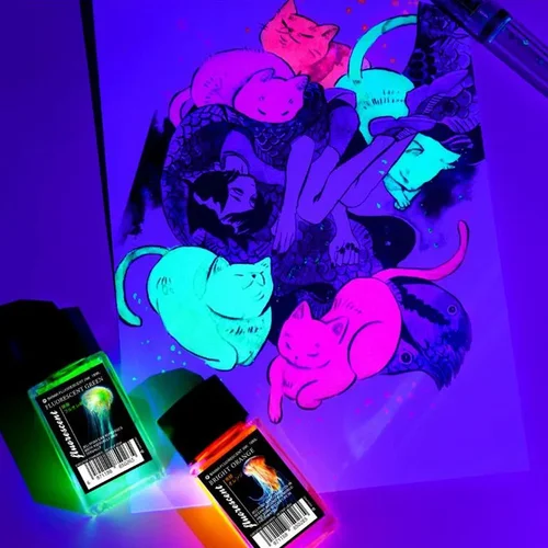 Imagen 1 del producto Tinta Invisible colorida mágica de 18 ml para pluma de inmersión de vidrio estilográfico, tinta fluorescente creativa sin carbono, luz UV, papelería de regalo