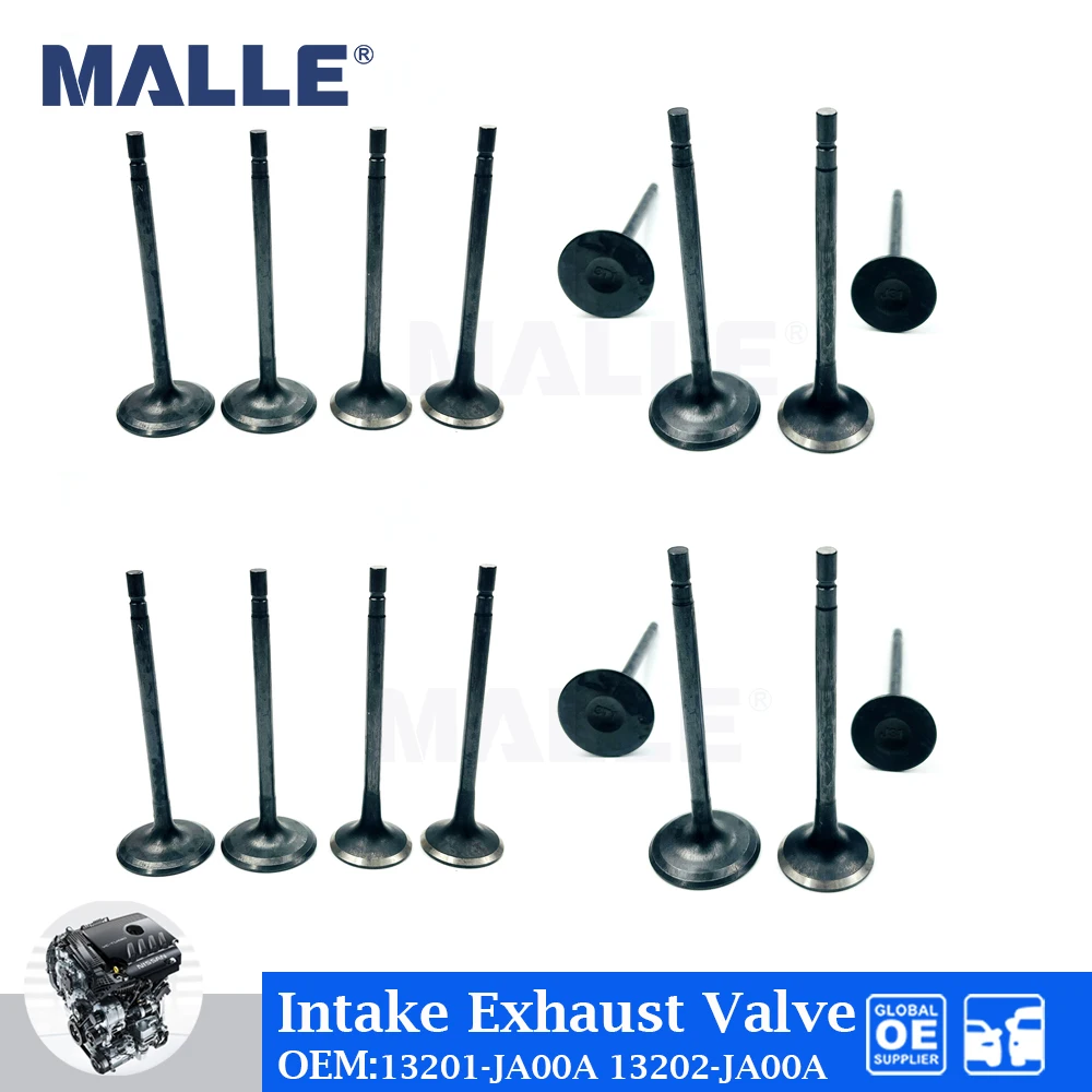 

16 Pcs Intake Exhaust Valve Kit For Nissan X-Trail 2.5 QR25 T32 QR25DE Engine Auto Parts Car Accessories 13201-JA00A 13202-JA00A