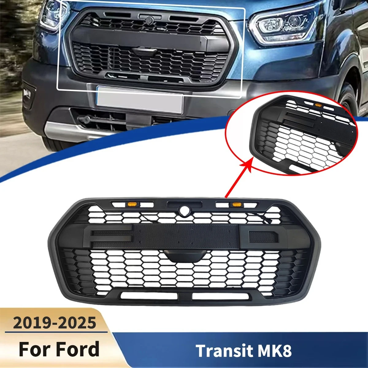 For Ford European Version Transit MK8 2019-2025 And North American Version 2020-2025 Transit Racing Grills Body Kit Exterior