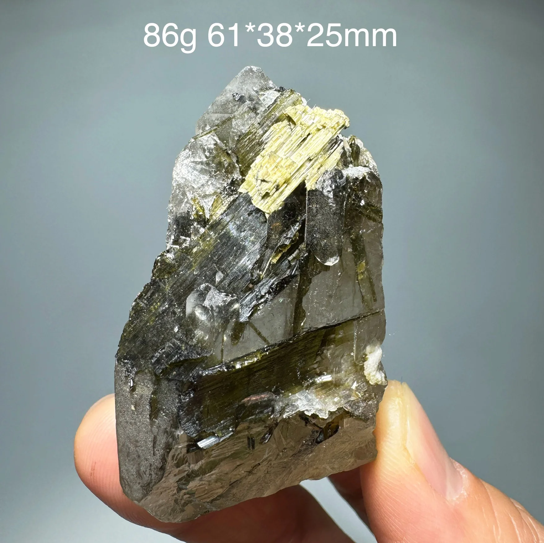 Natural Madagascar Green Tourmaline Mineral Specimen Clear Quartz Reiki Healing Stone Home Decor