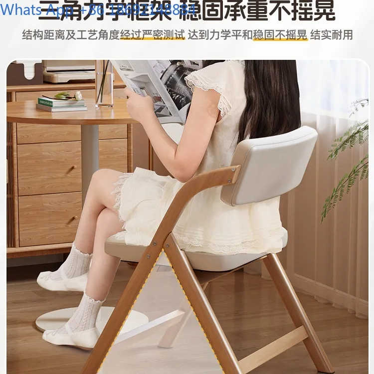 Folding Chair for Home Use with Backrest Wooden Style Foldable Dining Chair Stackable Office Stool Meeting Chair Computer Seat