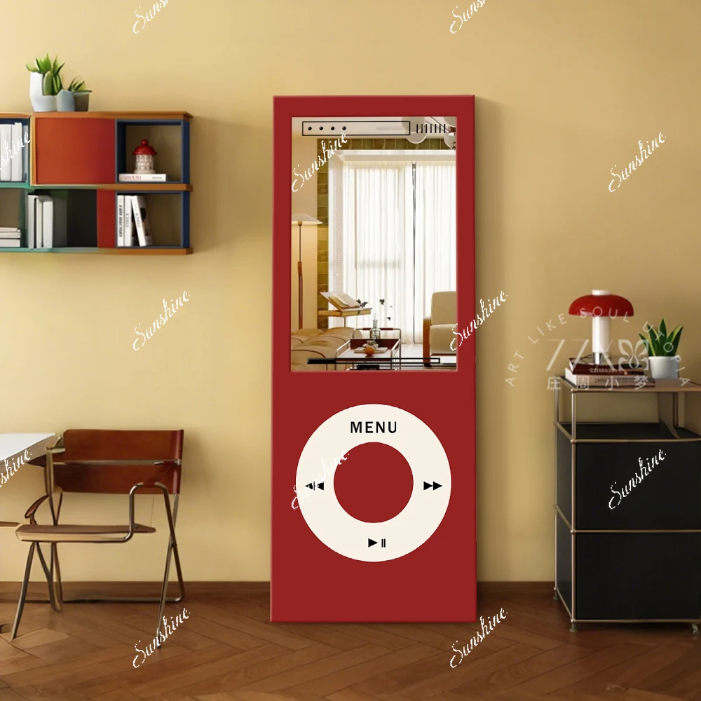 Medieval style living room entrance hanging painting simple floor mirror painting