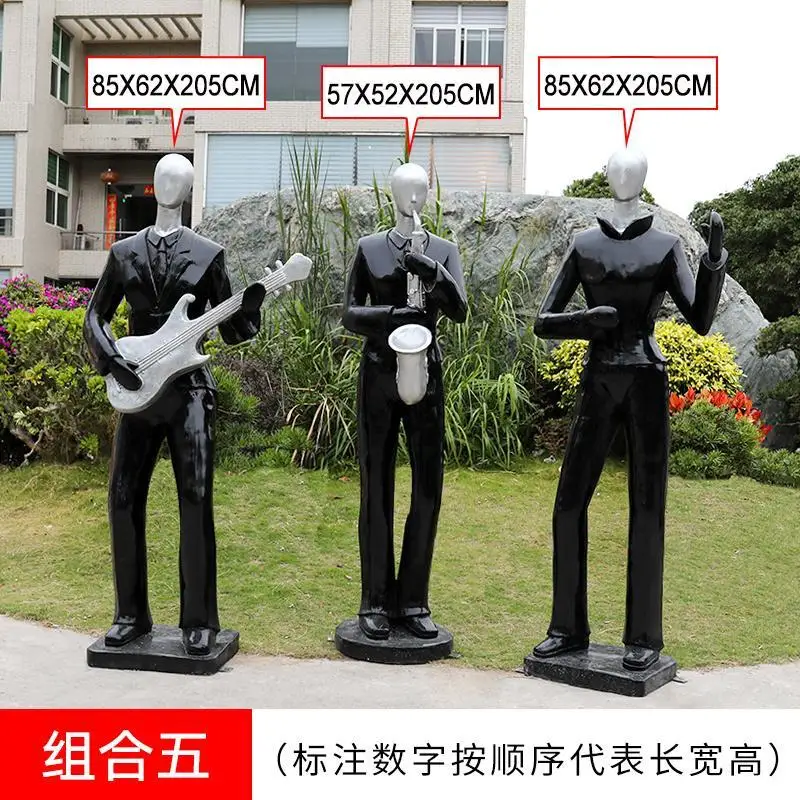 Outdoor fiberglass abstract figure sculpture pedestrian street square park music theme violin ornament