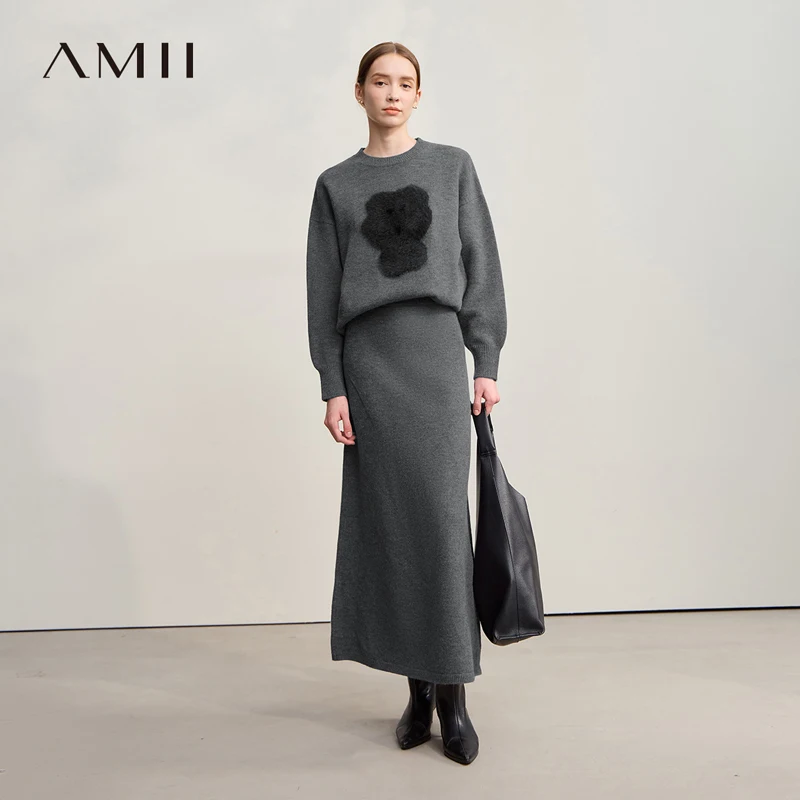 AMII Women's Casual Loose Fit Long Sleeve Sweater 2025