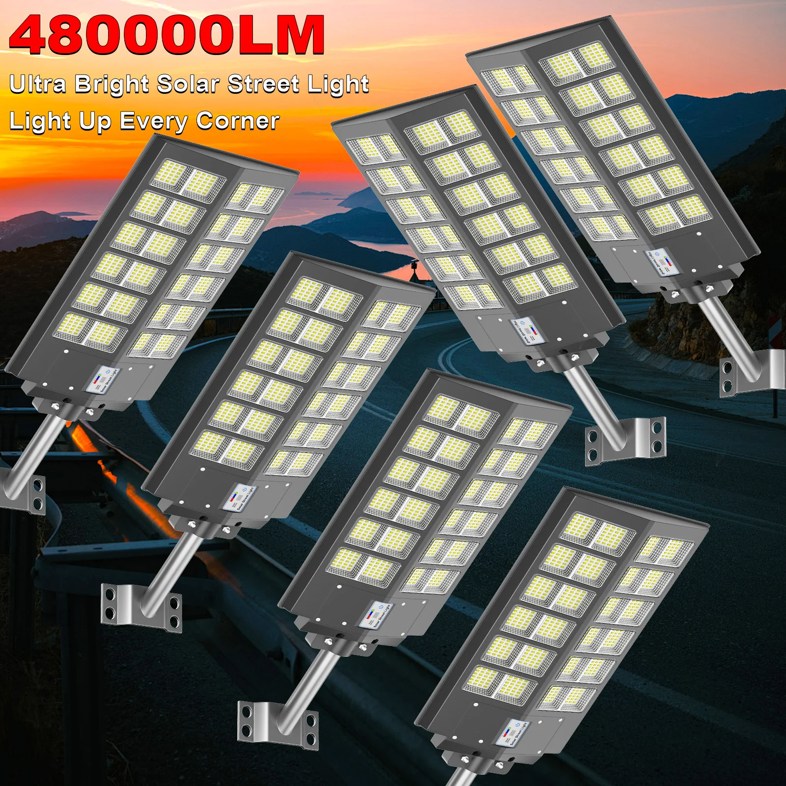 6Pack Super Bright Outdoor Solar Lights, Outdoor Street Lights, Daylight Lighting Multiple Modes, Garden Lighting With Intellig