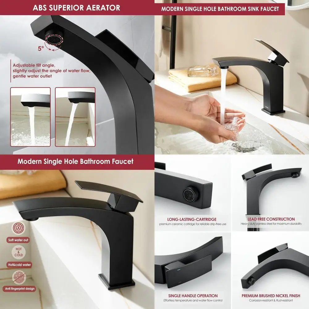 صنبور بمقبض واحد من الفولاذ المقاوم للصدأ باللون الأسود غير اللامع الحديث لحوض الغرور #1