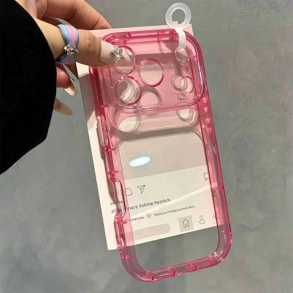 Modische Airbag-Schutzhülle, stoßfest, transparent, für iPhone 18 17 16 15 14 13 12 11 Pro Max, klare Hart-PC-Rückseite, weicher Rahmen. – Detail 2