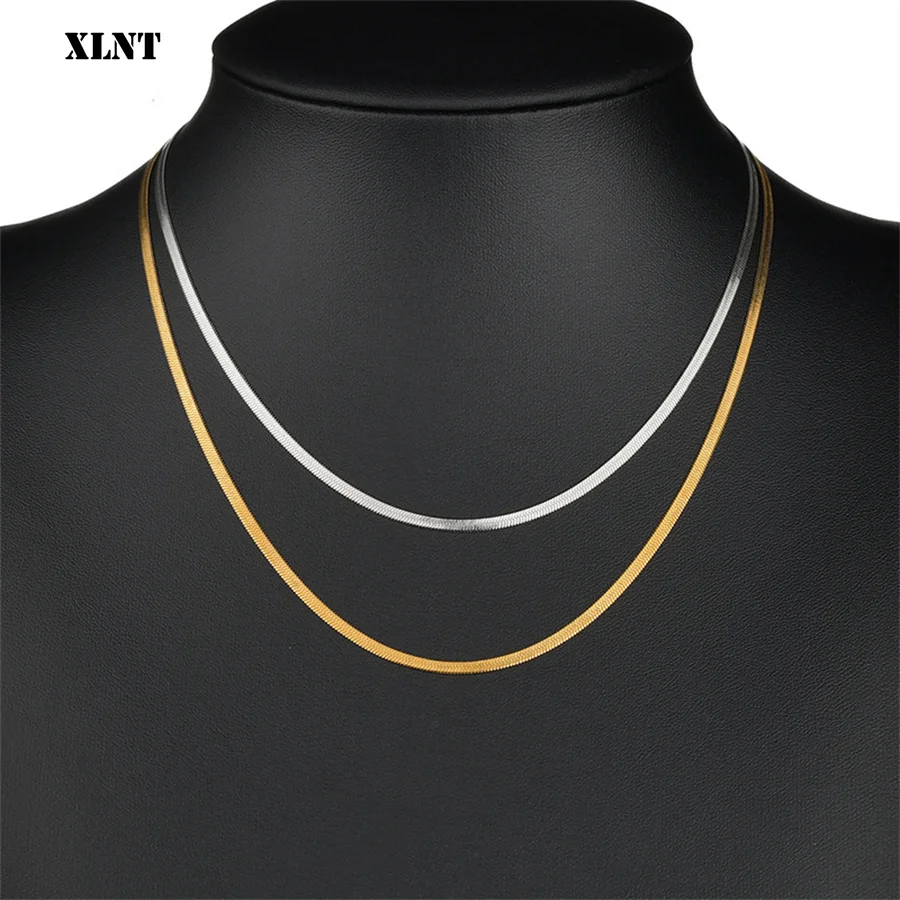 Vintage Gold Color Snake Chain Necklace For Women Fashion Simple Alloy Clavicle Chain Necklace Men Party Jewelry Accessories