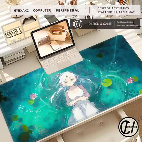 Kawaii Anime Girl Mouse Pad Sousou No Frieren Beyond Journey End Keyboard Rug Laptop Lotus Flower Gaming Mousepad PC HD Desk Mat