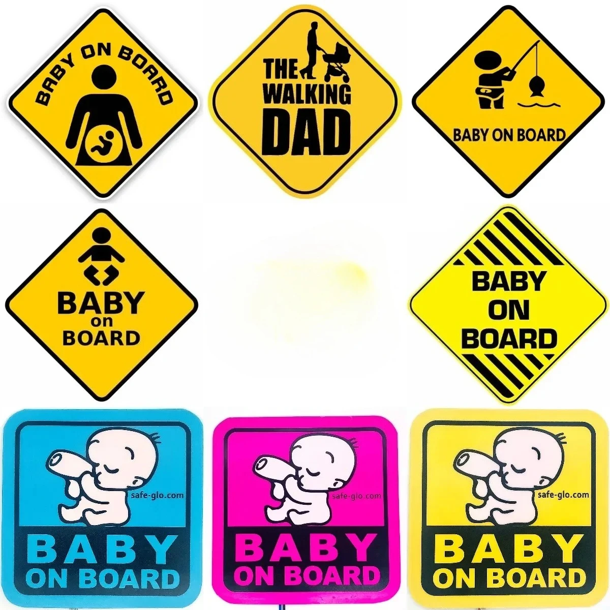 

Creative Baby on Board Baby in Car Warning Sticker for Decorate Bicycle Wall Room Off-road Van Camper Motorcycle Customizable