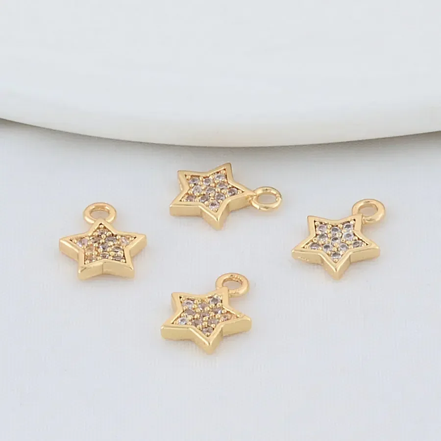 7*9MM 14K Gold Color Brass Star Charms Pendants Necklace Earrings Jewelry Making Supplies Accessories
