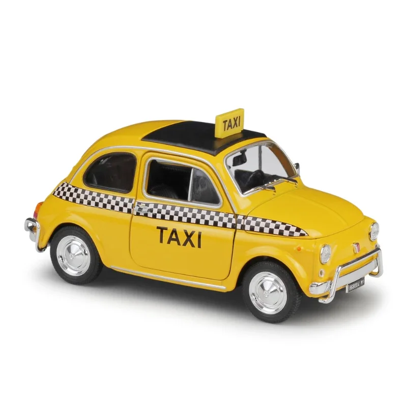 WELLY 1:24 Nuova Fiat 500 Taxi Classic High Simulator Model Car Diecast Car Toys  Alloy Metal Toy Car For Kids Collection B178