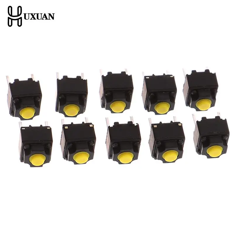 10pcs Mute Button 6*6*7.3mm Silent Switch Wireless Mouse Wired Mouse Button Micro Switch Yellow Push Button Switch