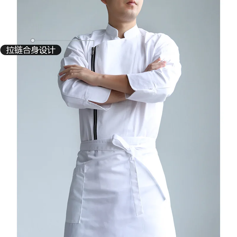 

Catering chef work clothes men's long-sleeved western restaurant back kitchen autumn and winter chef clothes suit printing women