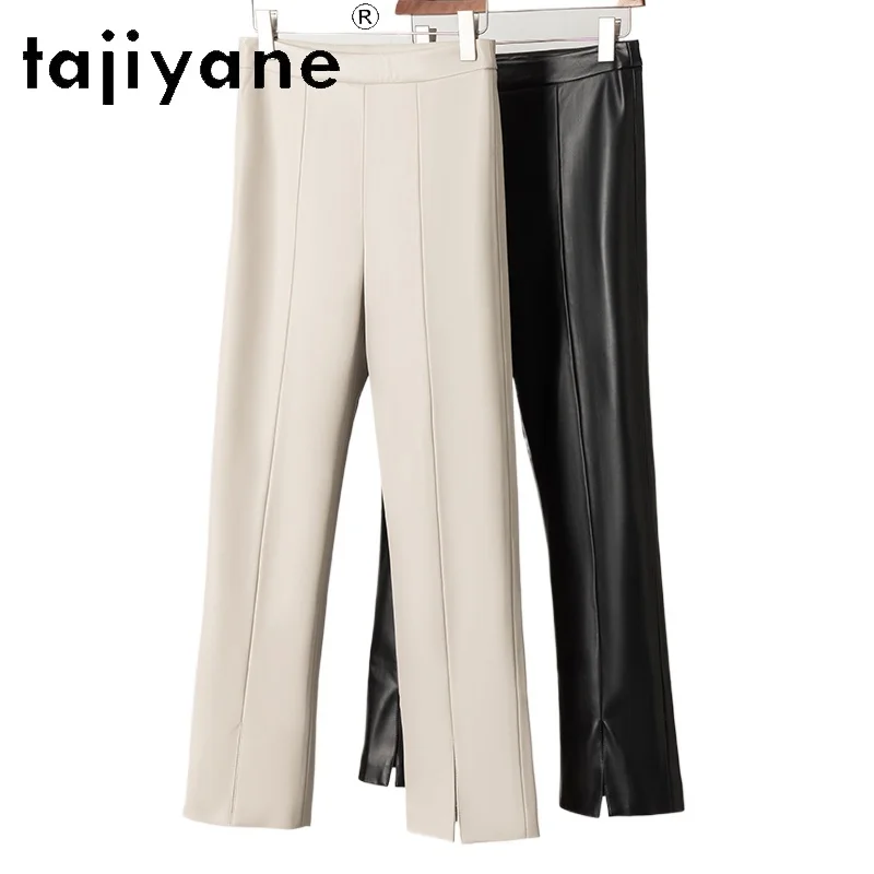 

TAJIYANE Real Sheepskin Women Pants Korean Style Genuine Leather Black Cropped Trousers 2025 Spring Womans Clothing Pantalones