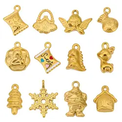3pcs Stainless Steel Candy Xmas Tree Snowflower Handbag Charm Pendant for DIY Bracelet Necklace Earrings Jewelry Making Supplies