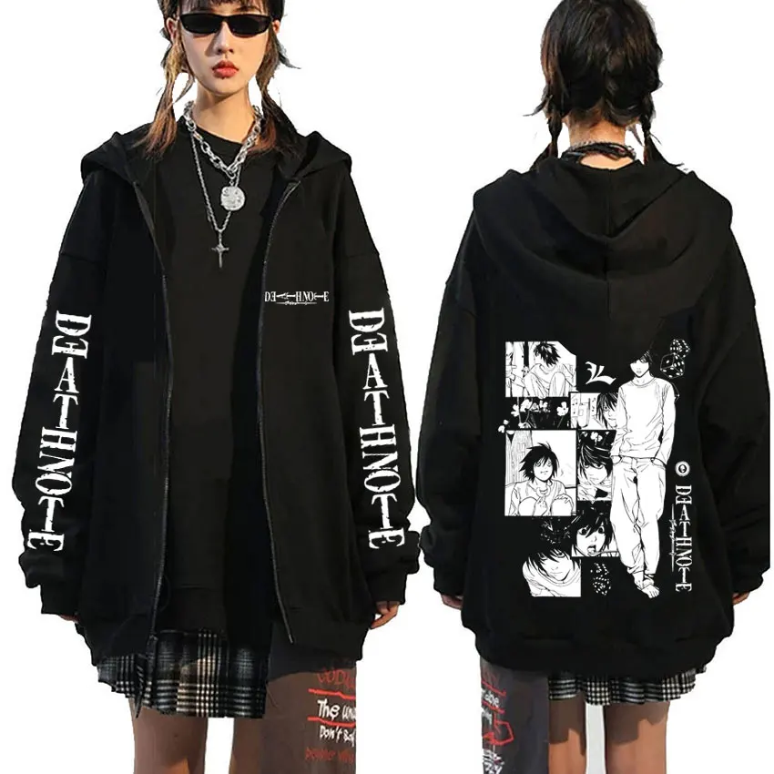 

Anime Death Note Yagami Light Zipper Hoodie Men Women Clothing Casual Oversized Zip Up Jacket Men's Cartoon Manga Merch Hoodies