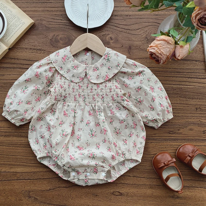 New Baby Clothing ﻿Floral One Piece Infant Newborn Baby Girl Bodysuits Polk Collar Princess Sweet Kids Romper Jumpsuit Newborns