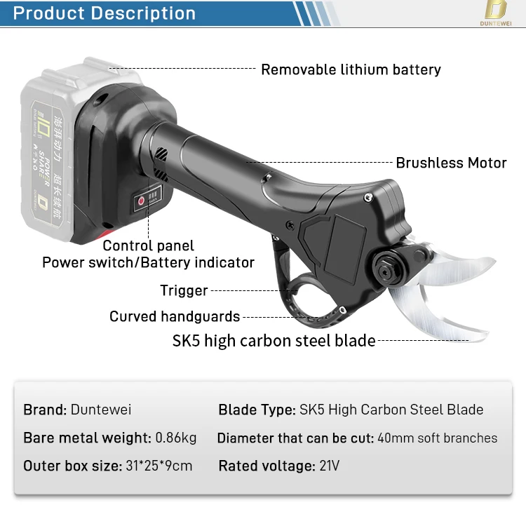 AT-SHEAR9210 Cordless Electric Pruning Shears 24 Volt for Garden and Home