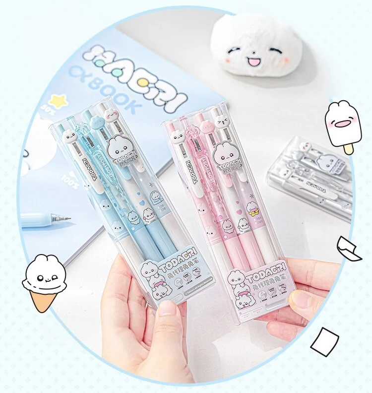 4-teiliges Soft Bunny-Gelschreiber-Set, niedliches Cartoon-Kaninchen, rosa, blau, 0,5 mm, schwarze Farbtinte zum Schreiben, Büro, Schule, A3101 – Detail 1
