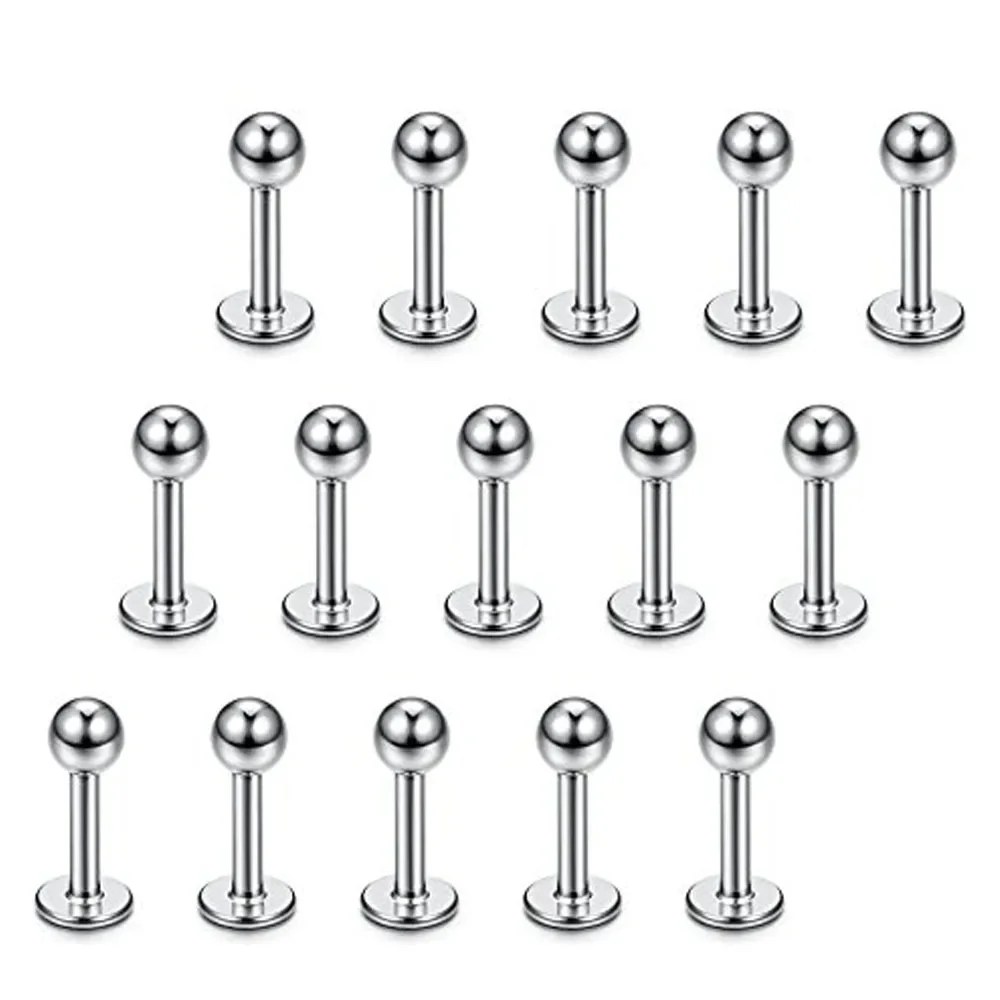 15PC/set Stainless Steel Lip Rings Labret Nose Studs Piercing Labret Monroe Nose Studs Ear Tragus Helix Earring 6/8/10mm