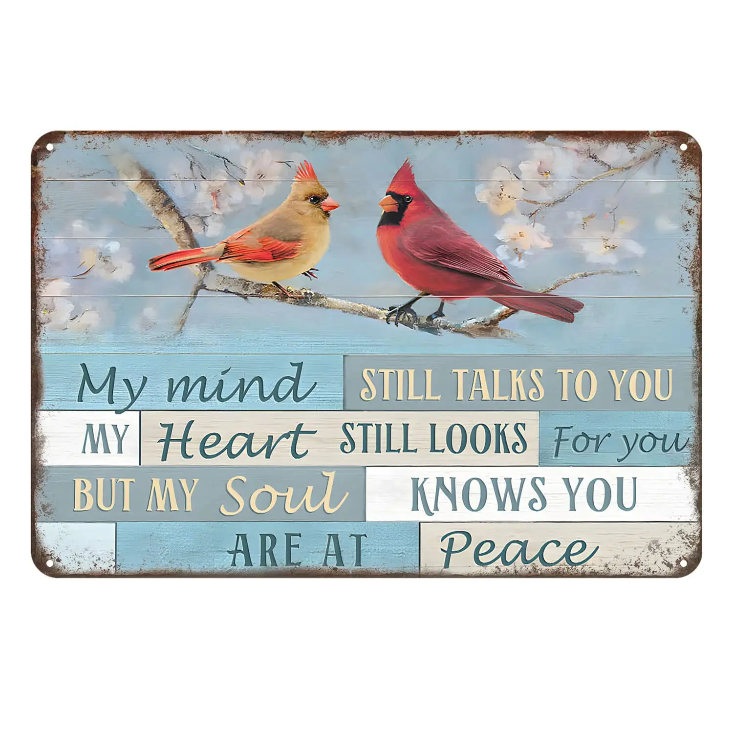 Aenaon Cardinal Bird My Mind Still Talks to You Vintage Metal Tin Signs Wall Decor Restaurant Bar Cafe Club Kitchen Decor Tin 