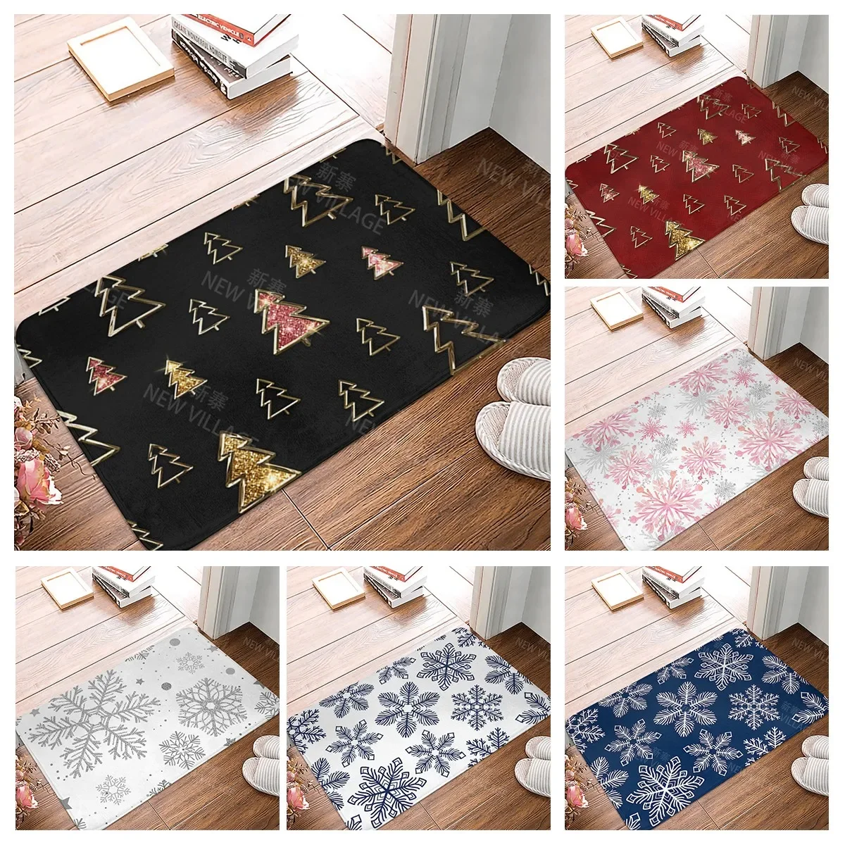 Christmas series anti slip shower mat bathroom carpet shower mat home decoration floor mat kitchen bedroom living room door mat