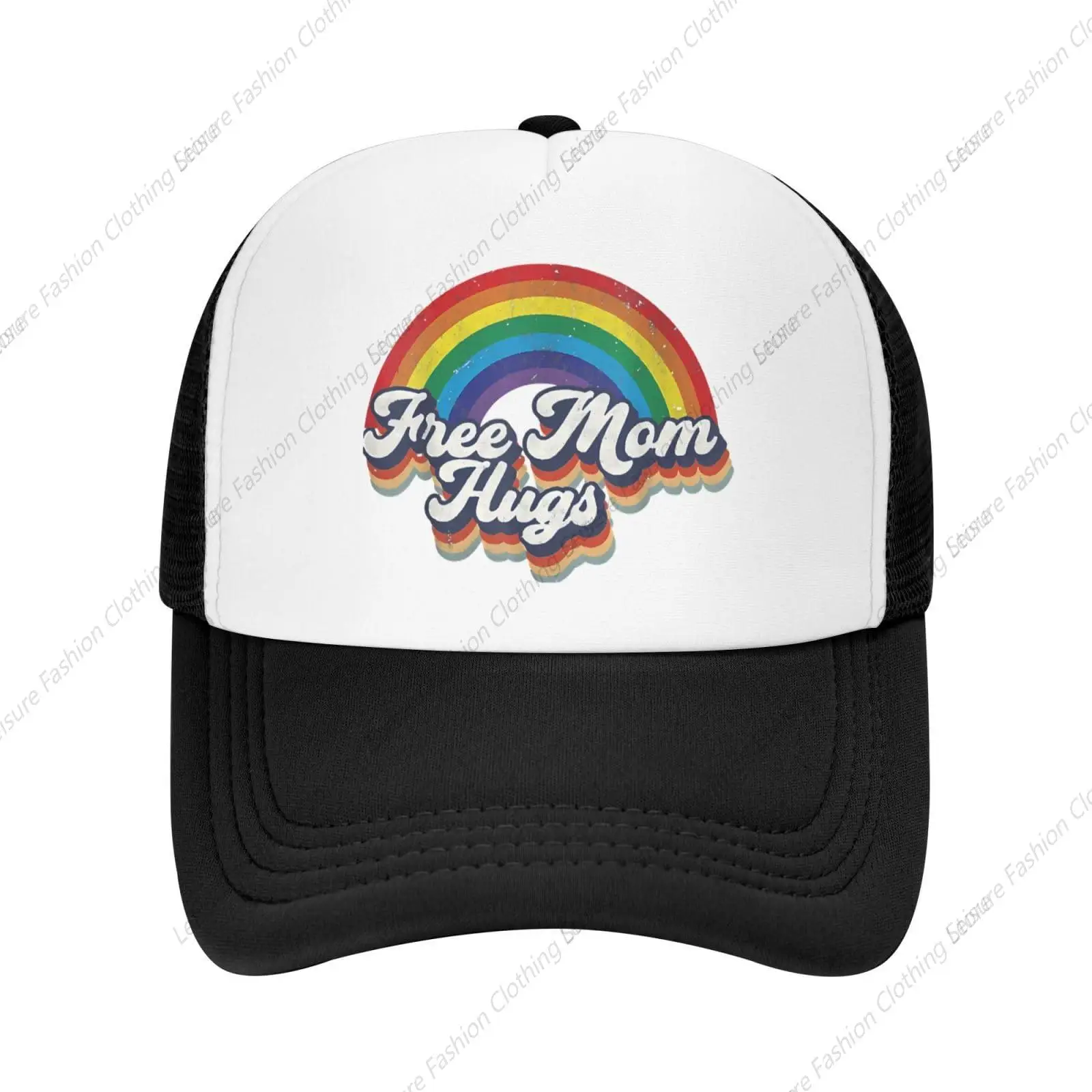 Pride allyship Free Mom Hugs Rainbow Heart LGBT Pride Month Adult Mesh Baseball Adjustable Hats Breathable Caps for Women Men