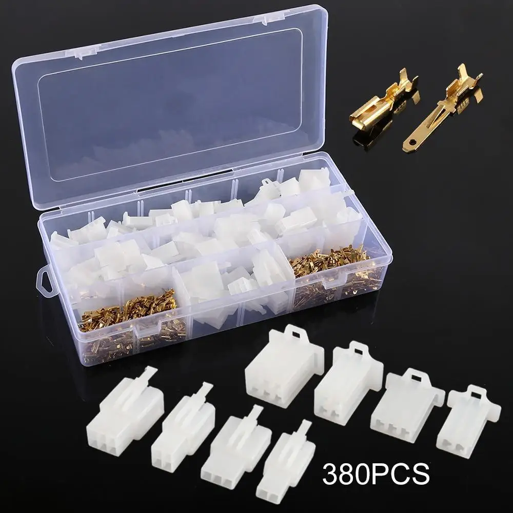 380Pcs Auto Wire Terminal Connector 2.8 Mm Connector Male Female Terminals Housing 2 3 4 6 for Boat Car Motorcycles Car Boat