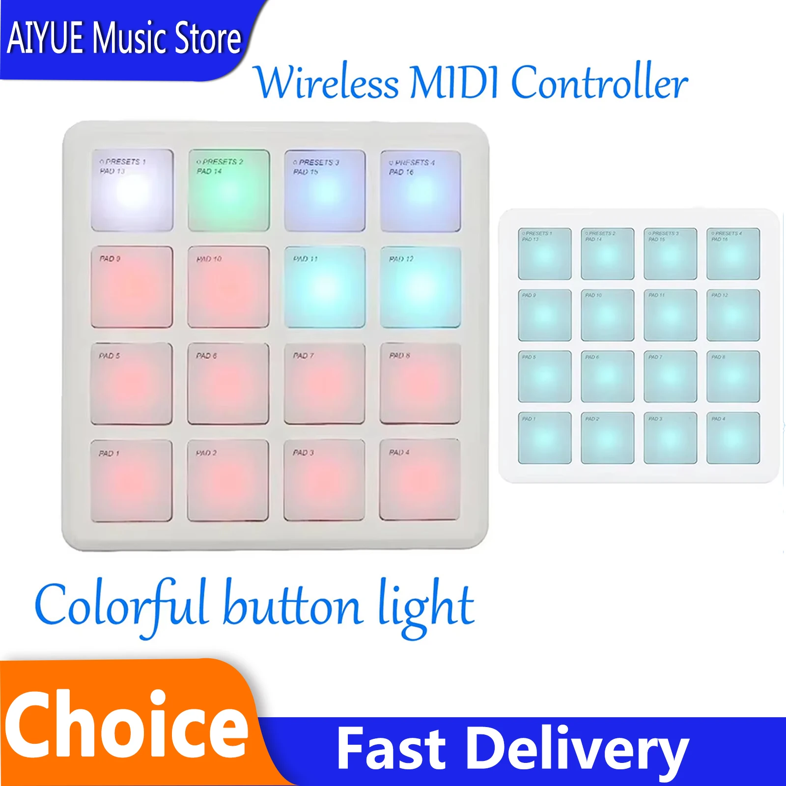 

M-VAVE SK-16 SMC-PAD Wireless MIDI Controller Portable Pocket Pad USB-C Interface Design For Percussion Instrument Accessories
