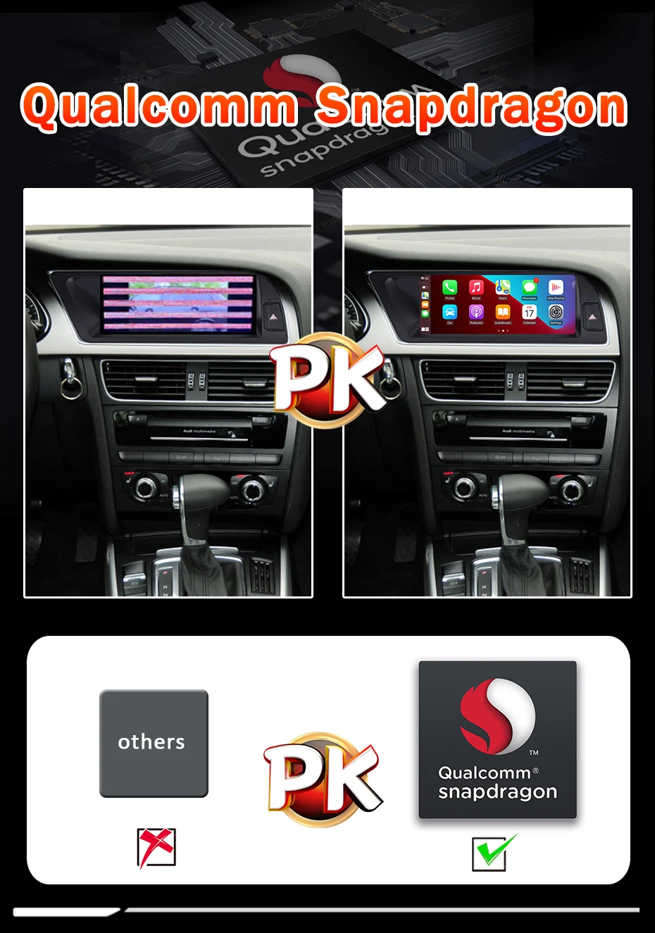 Snapdragon 8CORE 8,8'' Wireless Carplay Android 14 Auto-Radiobildschirm für Audi A5 2007-2009 MMI2G Autoradio Stereo Multimedia-Player Bluetooth WIFI 4G LTE – Detail 9